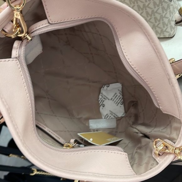 Michael Kors Jet Set Travel XS Saffiano Leather Top-Zip Tote Bag Powder Blush - Picture 11 of 16